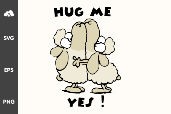 Best Friends Sheeps Hugging Clipart