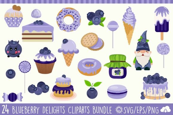 Blueberry Delights Clipart Vector Bundle