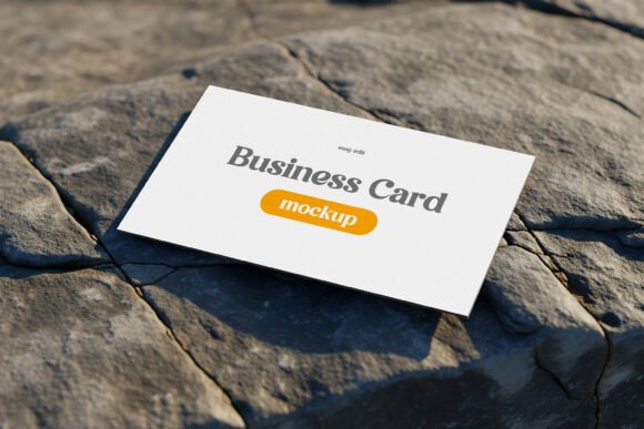 Business Card on Rock Mockup