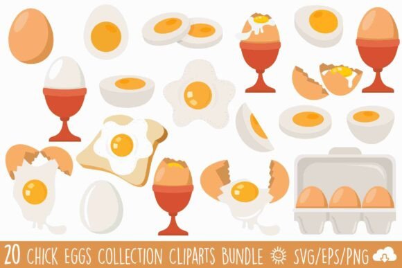 Chick Eggs Collection Clipart Bundle SVG: An Egg-cellent Addition to Your Design Toolkit