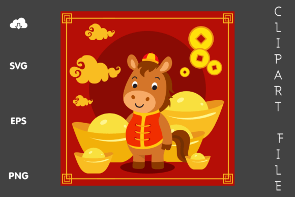 Chinese New Year Horse Zodiac ClipartSVG: A Versatile Design for Creative and Commercial Use