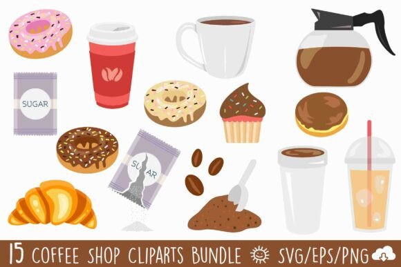Coffee Shop Bakery Vector Clipart Bund: A Creative Essential for Modern Designers