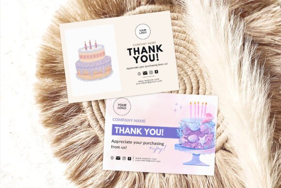 Free Cake Business Thank You Card