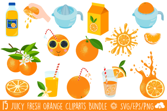 Juicy Fresh Orange Vector Clipart Bundle: A Versatile Resource for Creative Projects