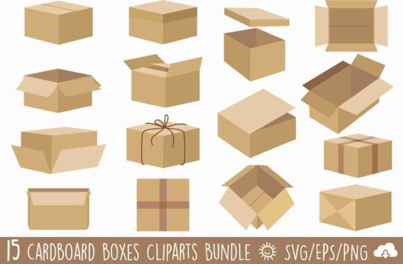 Packaging Cardboard Box Vector Bundle