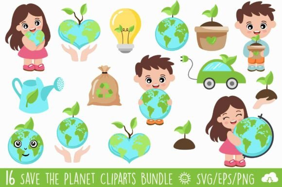 Save the Planet Vector Clipart Bundle: A Creative Resource for Environmental Advocacy